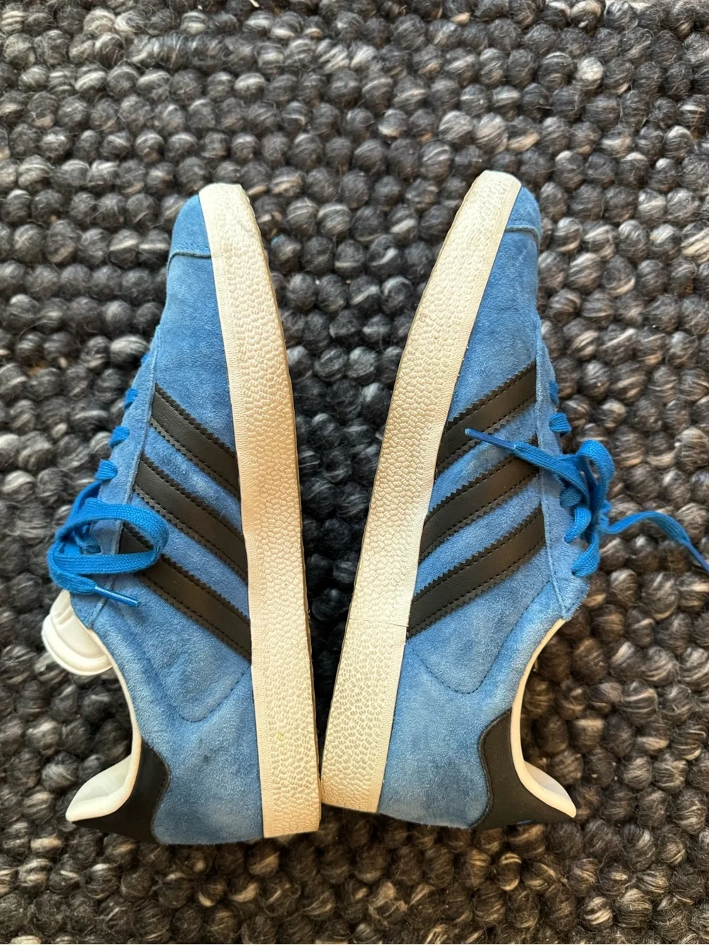 adidas blue and black gazelles